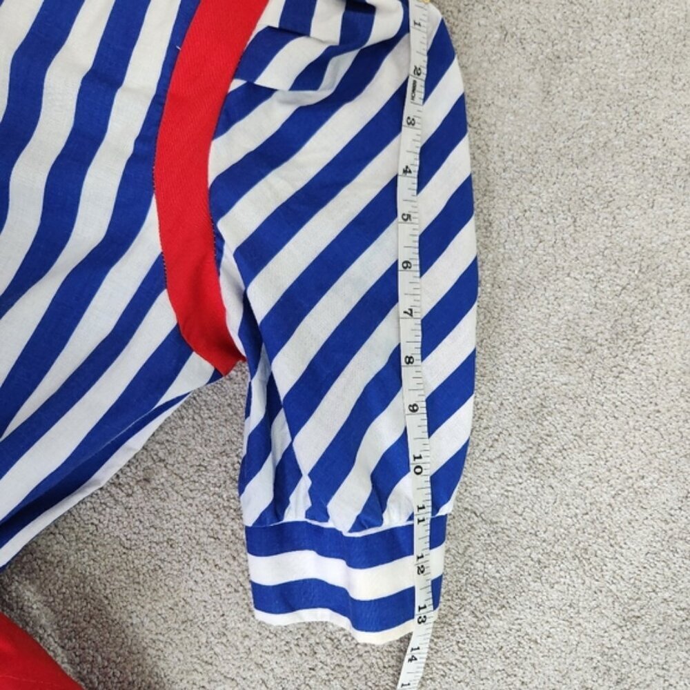 Vintage 100% Cotton Coastal Midi Dress Stripped Fits Medium Size 9 Pin Up Retro - Picture 9 of 15